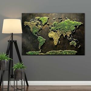 DUBLEZ | Dřevěná mapa světa s mechovým designem | UV tisk, Premium