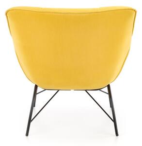 Designové křeslo BELTON — kov, látka, žlutá