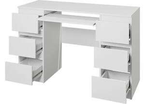 Psací stůl PUDA, 130x76x51, bílá/bílá lesk