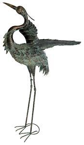 Zahradní dekorace volavka 37x66x91,5cm měděný vzhled se zel. patinou