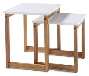 VÝPRODEJ: Sada dvou odkládacích stolků ve skandinávském stylu RIVERSIDE dub přírodní/bílá