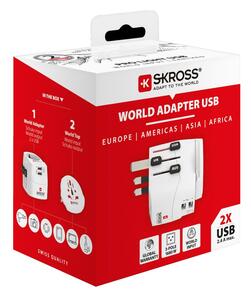 SKROSS PRO Light USB World, UK+USA+Austrálie/Čína, 2x USB-A, vč. adaptéru ostatních vidlic