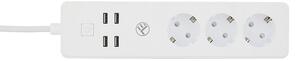 Tellur WiFi Smart Power Strip, 3x zásuvka, 4x USB 4A, 2200W, 10A, 1.8m, bílá
