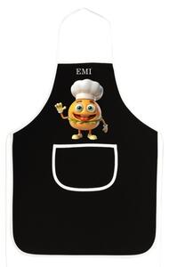 Kuchyňská zástěra Burger EMI, černá