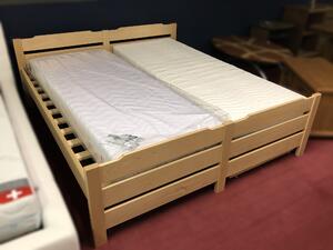 Buková masivní dvoulůžková postel s úložným prostorem Odstín postele: Buk, Úložný prostor: Bez úložného prostoru