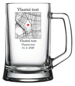 Personalizovaná pivní sklenice s mapou