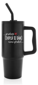 Personalizovaná nerezová termoska s barevným víčkem - ... protože [doplň si sám] není prdel 