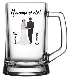 Personalizovaná pivní sklenice se svatebním párem