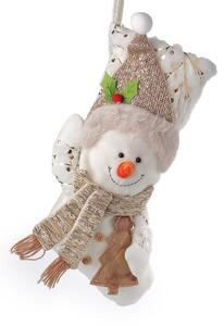 Mikulášská / vánoční punčocha - 3 krémová nejsvět. sněhulák