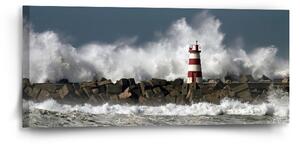 Sablio Obraz Maják ve vlnách - 110x50 cm