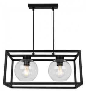 Kovová závěsná lampa HAGA CAGE černá Skleněné kulové stínidlo
