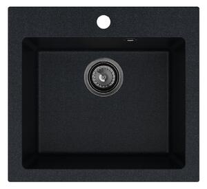 Sink Quality Ferrum 50, kuchyňský granitový dřez 490x450x195 mm + černý sifon, brocade, SKQ-FER.B.1K50.XB