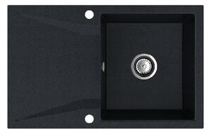 Sink Quality Obsidian, kuchyňský granitový dřez 790x500x210 mm + chromový sifon, černá skvrnitá-Brocade, SKQ-OBS.B.1KDO.X