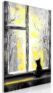 Obraz - Toužící kočička - žlutá 40x60
