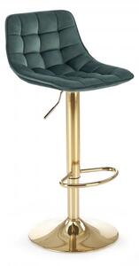 Barová židle- H120- Zlatá/ Tmavě zelená