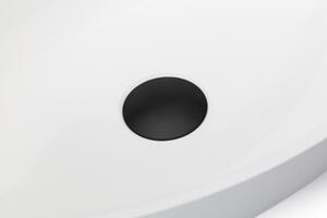 CERANO - Umyvadlo na desku z litého mramoru Algirdas - bílá lesklá - 59x38,3 cm