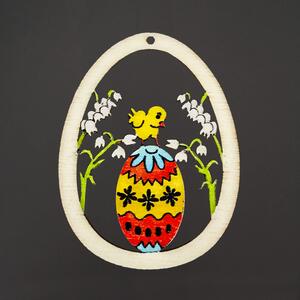 AMADEA Dřevěná dekorace vajíčko kuře, velikost 6 cm, český výrobek
