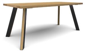 Jídelní stůl Puštík Velikost stolu (D x Š): 140 x 80 (cm), Typ a sukovitost dřeva: Dub sukovitý/rustikální (0 Kč), Barva kovových nohou: Černá mat - RAL 9005 (0 Kč)