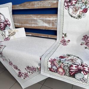 Tegatex Gobelínový ubrus chenille - zajíc v proutěném košíku Velikost: 40*100 cm