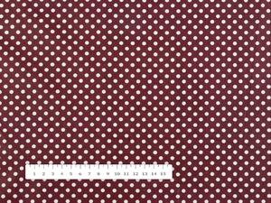 Bavlněná látka/plátno Sandra SA-339 Bílé puntíky na tmavě červeném - šířka 140 cm