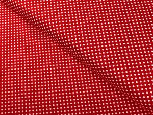 Bavlněná látka/plátno Sandra SA-340 Bílé puntíky na červeném - šířka 140 cm
