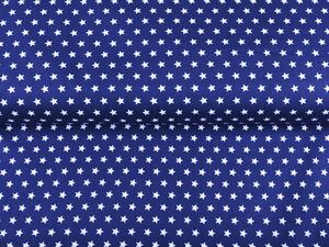 Bavlněná látka/plátno Sandra SA-352 Bílé hvězdičky na modrém - šířka 140 cm