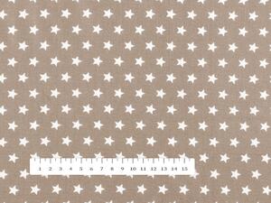 Biante Bavlněný obdélníkový ubrus Sandra SA-349 Bílé hvězdičky na světle hnědém 130x160 cm
