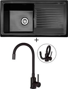 SET Reginox Classic 1015.0 keramika černá + Deante NEO LUNO BOC N72M černá matná