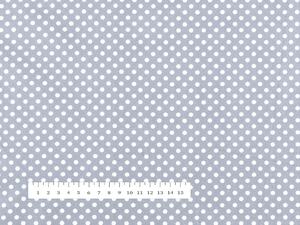 Bavlněná látka/plátno Sandra SA-342 Bílé puntíky na šedém - šířka 140 cm