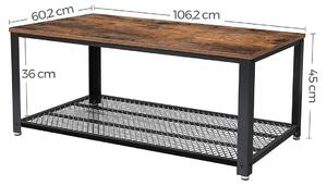 Vasagle Konferenční stolek kovový ILCT61XA Barevný odstín: Rustikální hnědá