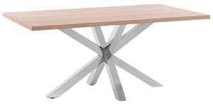 Dubový jídelní stůl Kave Home Argo 180 x 100 cm s nerezovou podnoží