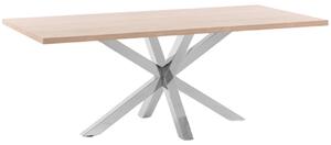 Dubový jídelní stůl Kave Home Argo 200 x 100 cm s nerezovou podnoží