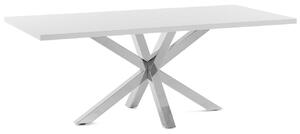 Bílý jídelní stůl Kave Home Argo 200 x 100 cm s nerezovou podnoží