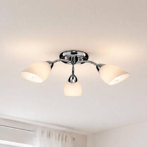 Milagro Lighting Stropní světlo Portos, 3 žárovky, bílá/chrom, kov, Ø 54 cm, stmívatelný, Chrom / stříbro, Obývací pokoj / jídelna, kov