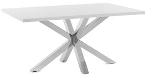 Bílý jídelní stůl Kave Home Argo 160 x 100 cm s nerezovou podnoží