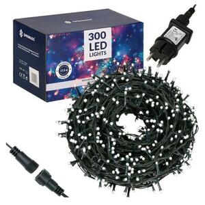 LED světelný řetěz - 17,5m, 300LED, 8 funkcí, IP44, studená bílá