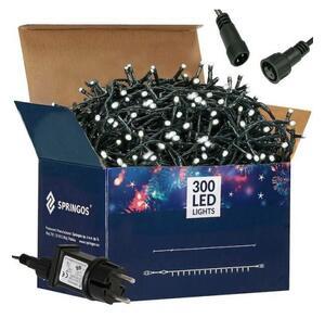 LED světelný řetěz - 17,5m, 300LED, 8 funkcí, IP44, studená bílá