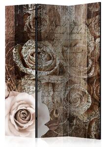 Paraván - Staré dřevo a růže 135x172