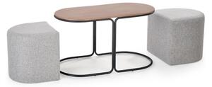 SADA Konferenční stolek NILDO 90x45 cm + 2x taburet hnědá/šedá