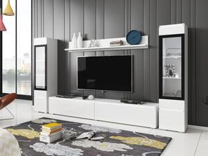 Nábytek do obývacího pokoje Sawoti II, Barva: bílá / bílý lesk, Osvětlení: osvětlení LED - bílé 5903211074578