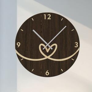 Dřevěné SRDCOVÉ hodiny na stěnu Zvolte barvu dekoru: Wenge | Velikost hodin: 35x35 | Barva ručiček: Stříbrné