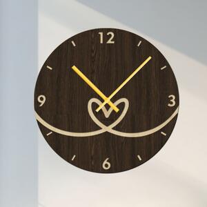 Dřevěné SRDCOVÉ hodiny na stěnu Zvolte barvu dekoru: Wenge | Velikost hodin: 35x35 | Barva ručiček: Zlaté