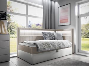 Kontinentální jednolůžková postel Junior Ribezo 3, Strana: pravá, Rozměr postele: 80x200, Barva:: ekokůže Soft 017 (bílá) + Fresh 01 Mirjan24 5903211203244