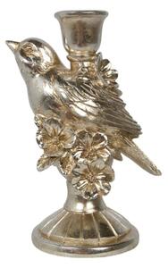 Stříbrný antik svícen s ptáčkem Birdinia silver - 14*10*20 cm - Mars & More