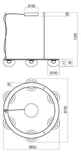 Redo 01-3247 Sinclair, zlaté kruhové závěsné svítidlo, LED 37,2W 3000K, stmívatelné, průměr 65cm