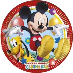 Javoli Papírové talíře Disney Mickey 23 cm - 8 ks červený II