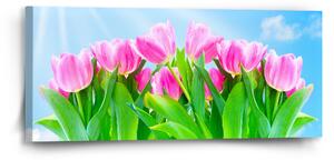 Sablio Obraz Růžové tulipány - 110x50 cm