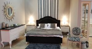 IBA Luxusní manželská postel Noah Typ: Bílá s černou, Šířka postele: 160 cm, Design čela: Čalouněné