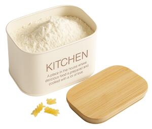 Zeller Present Plechová dóza s bambusovým víkem, bílá KITCHEN ZELLER 1,2l - 17 x 12 x 9 cm