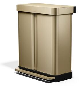 Simplehuman pedálový odpadkový koš na tříděný odpad – 58l (34/24), matná zlatá, FPP